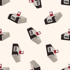 stereo speakers cartoon seamless pattern background N4