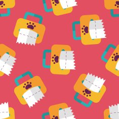Pet style tissue case flat icon eps10 seamless pattern background N2