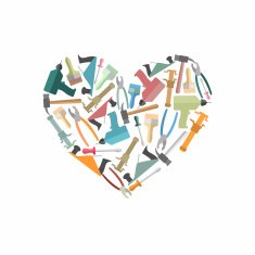 Symbol heart of Construction tools Logo for carpentry shop N2