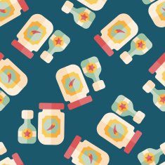 kitchenware hot sauce flat icon eps10 seamless pattern background