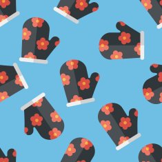 kitchenware oven mitts flat icon eps10 seamless pattern background N3