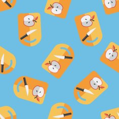 kitchenware chopping board and knife flat icon seamless pattern background N5