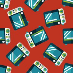 Kitchenware microwave oven flat icon eps10 seamless pattern background N4
