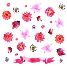 ornaments with painted red flowers N2
