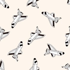 spaceship cartoon seamless pattern background N61