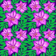 seamless pattern lily flowers and leaves