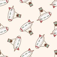 airship cartoon seamless pattern background