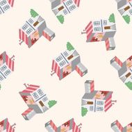 Building house cartoon seamless pattern background N26