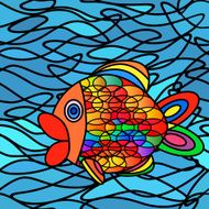 Abstract fish seamless pattern