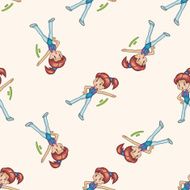 fitness exercise cartoon seamless pattern background N2