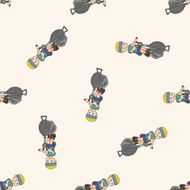 fitness exercise cartoon seamless pattern background N3