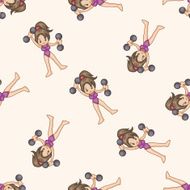 fitness exercise cartoon seamless pattern background N7