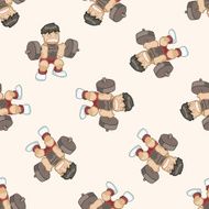 fitness exercise cartoon seamless pattern background N8