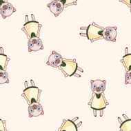 animal cat cartoon seamless pattern background N13