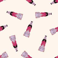animal cat cartoon seamless pattern background N15