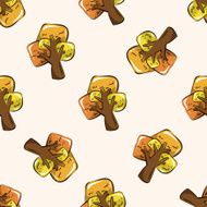 tree cartoon seamless pattern background