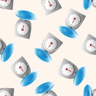 kitchenware weight scale cartoon seamless pattern background