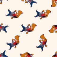 animal dog cartoon seamless pattern background N11