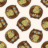 owl cartoon seamless pattern background N6