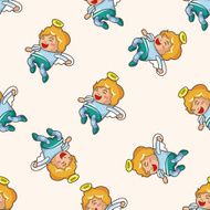 angel cartoon seamless pattern background N36