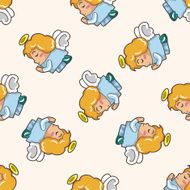 angel cartoon seamless pattern background N37