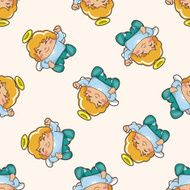 angel cartoon seamless pattern background N42