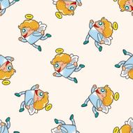 angel cartoon seamless pattern background N44