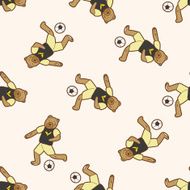 Animals play football cartoon seamless pattern background