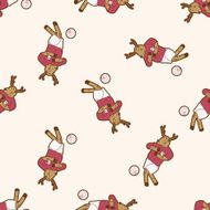Animals play football cartoon seamless pattern background N6