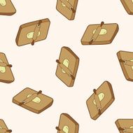 kitchenware chopping board and rolling pin cartoon seamless pattern background
