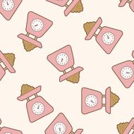 kitchenware weight scale cartoon seamless pattern background N2