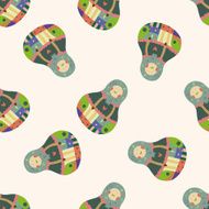 Matryoshka Russian traditional wooden doll cartoon seamless pattern background N36