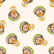Matryoshka Russian traditional wooden doll cartoon seamless pattern background N38