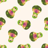 Matryoshka Russian traditional wooden doll cartoon seamless pattern background N39