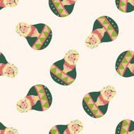 Matryoshka Russian traditional wooden doll cartoon seamless pattern background N41