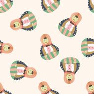 Matryoshka Russian traditional wooden doll cartoon seamless pattern background N42