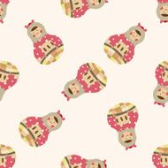 Matryoshka Russian traditional wooden doll cartoon seamless pattern background N43