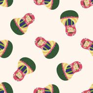 Matryoshka Russian traditional wooden doll cartoon seamless pattern background N44