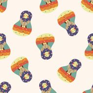 Matryoshka Russian traditional wooden doll cartoon seamless pattern background N45