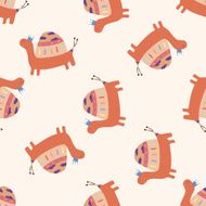 animal turtle cartoon seamless pattern background N9