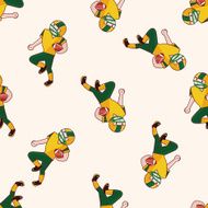 football player cartoon seamless pattern background N21