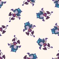 devil cartoon seamless pattern background N15