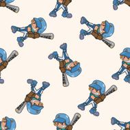 baseball player cartoon seamless pattern background