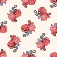 animal octopus cartoon seamless pattern background