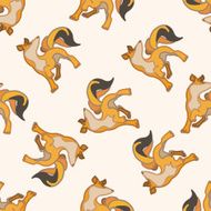 animal fox cartoon seamless pattern background N2