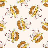 animal chicken cartoon seamless pattern background N2