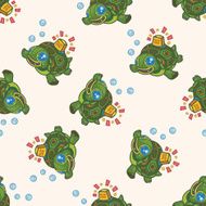 animal turtle cartoon seamless pattern background N13