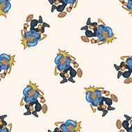 football player cartoon seamless pattern background N27
