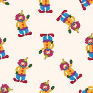 Amusement park clown cartoon seamless pattern background