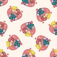 Valentine&#039;s day couple cartoon seamless pattern background N6